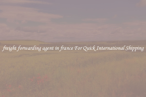 freight forwarding agent in france For Quick International Shipping